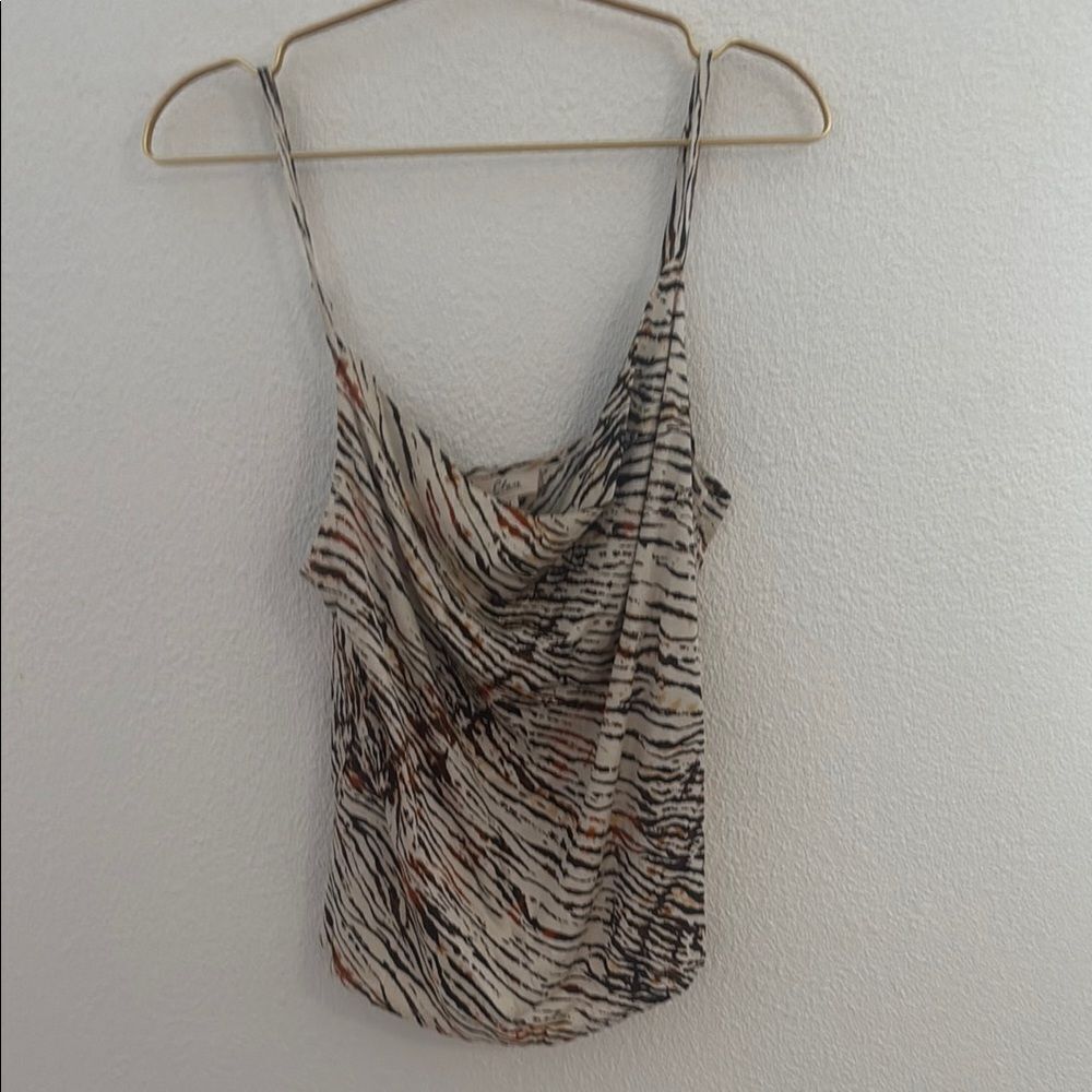 Elan -Zebra Print modal Camisole in Black and Cream - Size Medium
